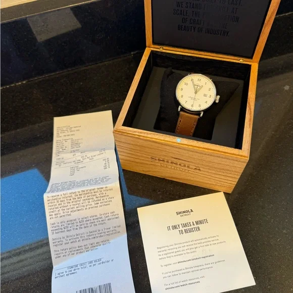 Shinola Canfield 43mm with Chestnut Brown Leather Strap
